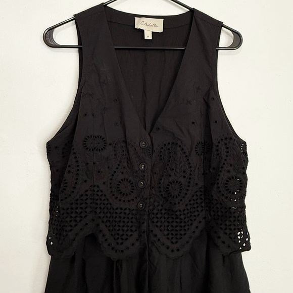Cleobella Julie Organic Cotton Poplin Eyelet Vest GOTS Midi Dress, Black size M - Picture 4 of 10